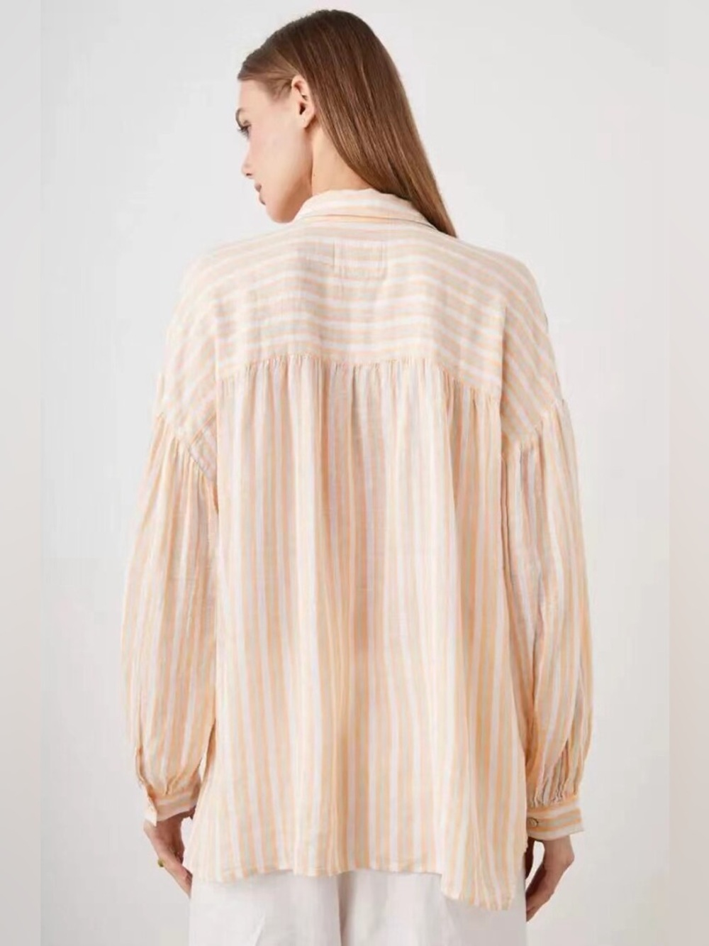 Rails Clio Linen Blend Shirt Button Down Clementine Stripe Women’s XS - Picture 3 of 13
